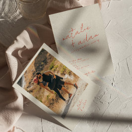 Foto Bright Orange Retro Fun Whimsical Wedding Einladung