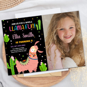 Foto Brown Llama Fun Llama Einladung zum Geburtsta