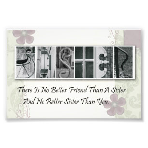 Foto-Buchstabe-Schwester Frameable Druck des