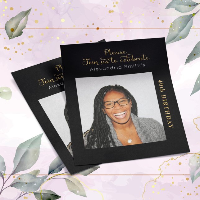 Foto Budget 40. Geburtstag Einladung Black Gold (Von Creator hochgeladen)