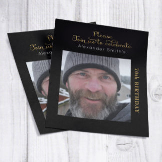 Foto Budget 70. Geburtstag Einladung Black Gold