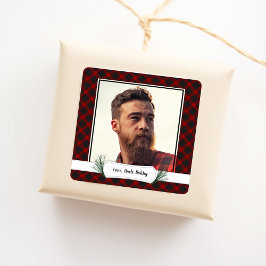 Foto Buffalo Kariert Weihnachtsgeschenke Aufkleber