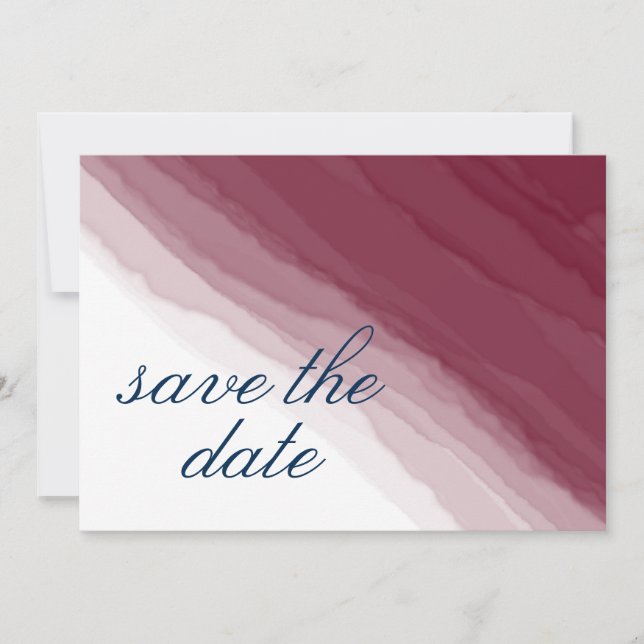 Foto Burgund Marine Wasserfarbe Save the Date (Vorderseite)