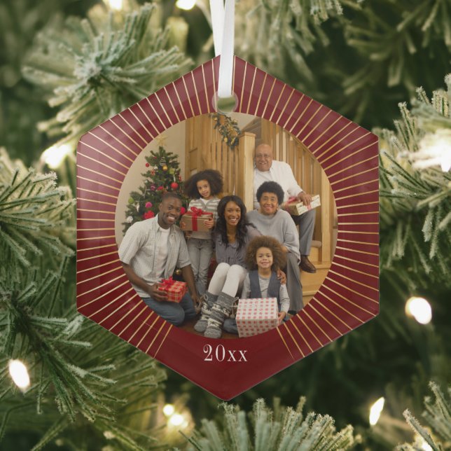 Foto Burgundi Gold Line Weihnachtszeit Ornament Aus Glas (Insitu)