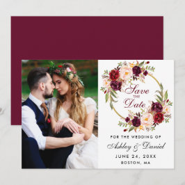 Foto Burgundy Blumenkranz Save the Date