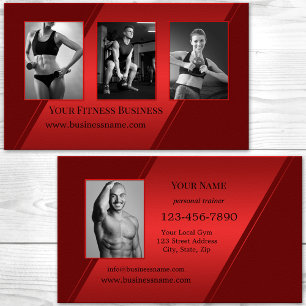 Foto Burgundy Red Personal Trainer Fitness Visitenkarte