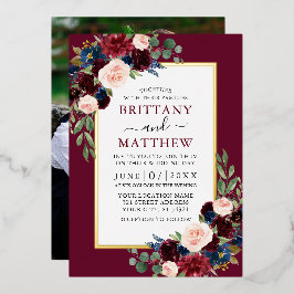 Foto Burgundy Wedding Gold Folieneinladung