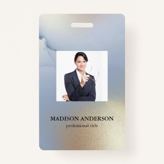 Foto Business Blue Gold Textur ID Abzeichen Ausweis (Vorderseite)
