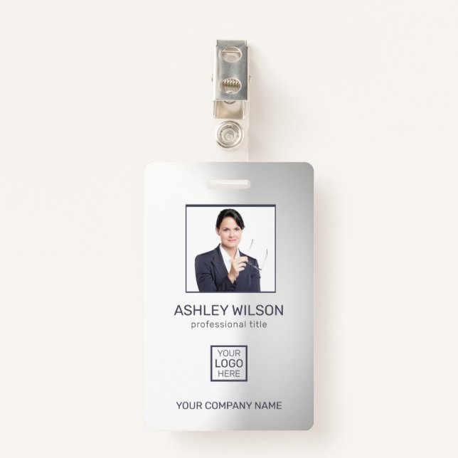 Foto Business ID auf Gradient Grau Ausweis (Vorderseite mit Klammer)