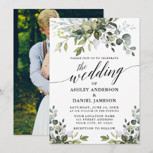 Foto Calligrafie Hochzeit von Aquarellfarben Einladung