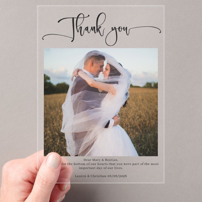 Foto Calligrafy Wedding Danke Karte Acryleinladungen (Von Creator hochgeladen)