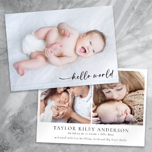 Foto Calligraphy Hello World Birth Ankündigung