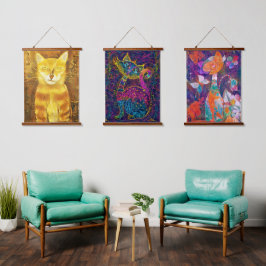 Foto Cat Collection Wandteppich Mit Holzrahmen