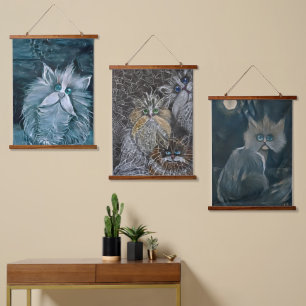 Foto Cat Collection Wandteppich Mit Holzrahmen