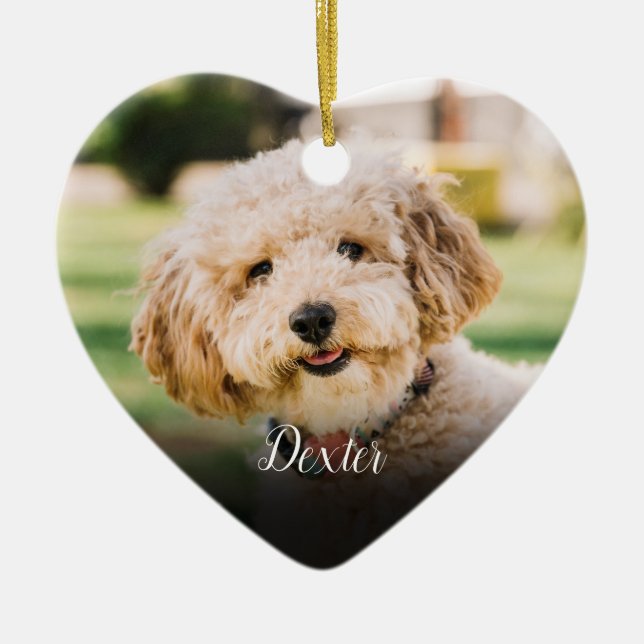 Foto Cat Dog Elegantes Herz Keramik Ornament (Vorne)