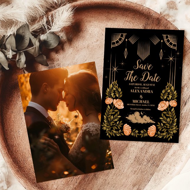 Foto Celestial Midnight Black Stars Hochzeit Save The Date (Von Creator hochgeladen)