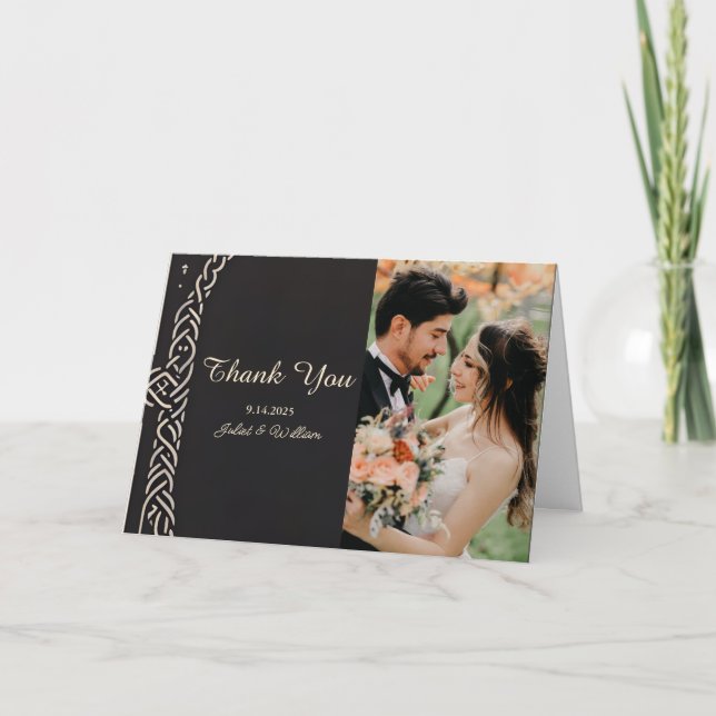 Foto Celtic Nordic Mittelalterliche Hochzeit Dankeskarte (Vorderseite)