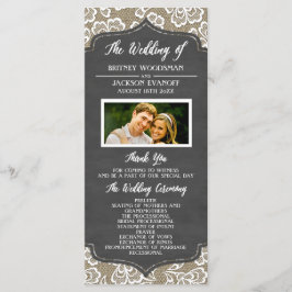 Foto Chalkboard Burlap Lace Hochzeitsprogramme Programm