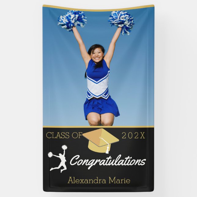 Foto Cheerleader Black Abschluss Gratulation Banner (Vertikal)