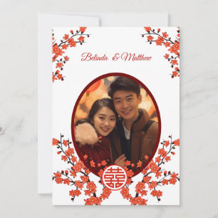 Foto Cherry Blossom Chinesische Hochzeit Einladung