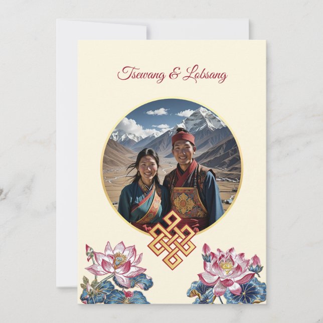 Foto Cherry Blossom tibetische Hochzeit Einladung (Vorderseite)