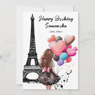 Foto Chic Eiffelturm, Herzblasen Geburtstag Karte
