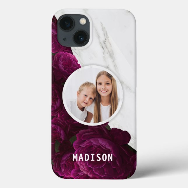 Foto Chic Moderner Lila Blumenmarmor Individuelle  Case-Mate iPhone Hülle (Rückseite)