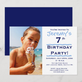 Foto Child's Blue Birthday Party Einladung