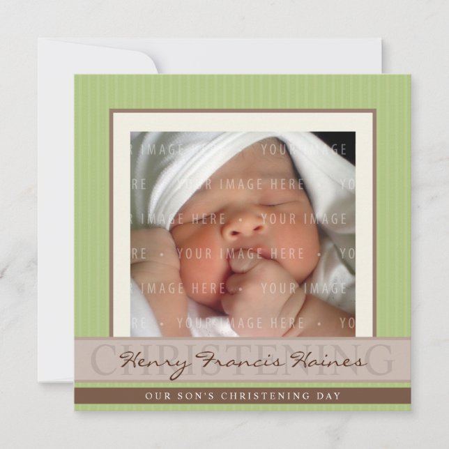 FOTO CHRISTENING ERSUCHT :: elegant 9Q Einladung (Vorderseite)
