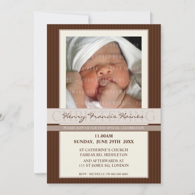 FOTO CHRISTENING ERSUCHT :: Eleganz 6P Einladung (Vorderseite)