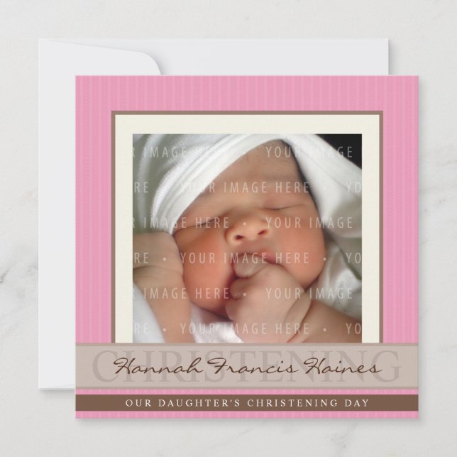 FOTO CHRISTENING ERSUCHT :: Eleganz 7SQ Einladung (Vorderseite)