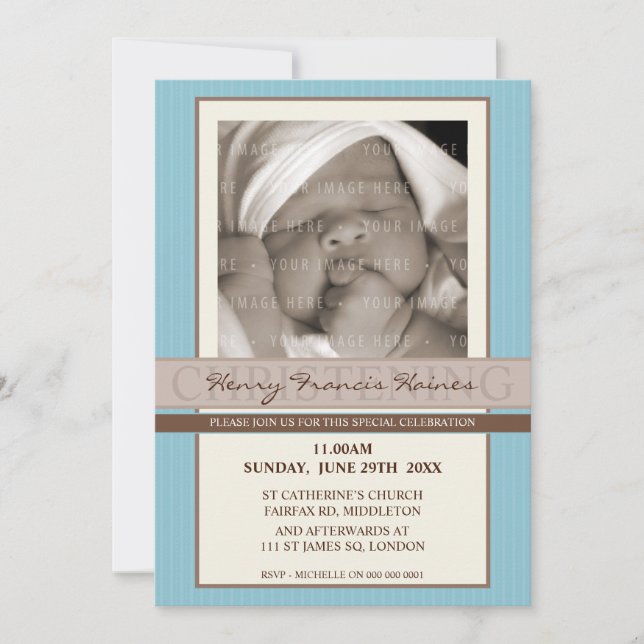 FOTO CHRISTENING ERSUCHT :: Eleganz 8P Einladung (Vorderseite)