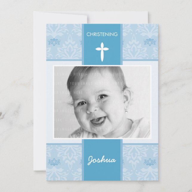 FOTO CHRISTENING ERSUCHT: hübsch 1P Einladung (Vorderseite)