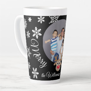 Foto Christmas Black Niedlich Rentier Weiße Schrif Milchtasse
