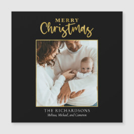 Foto Christmas Gold Foil Script Moderne Familie Magnetkarte