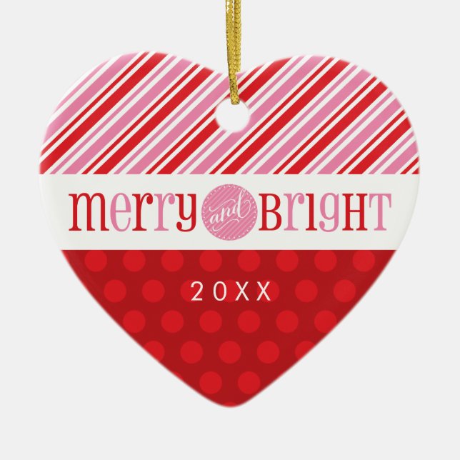 FOTO CHRISTMAS HERZ ORNATION :: fröhlich & hell 2 Keramikornament (Vorne)