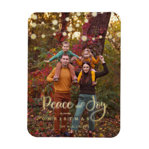 Foto Christmas Lights Peace Joy Whimsical Script Magnet