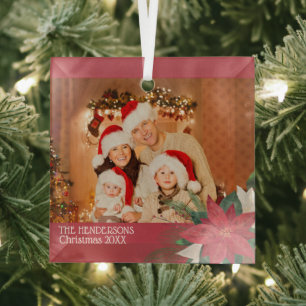 Foto Christmas Poinsettia Ornament Aus Glas