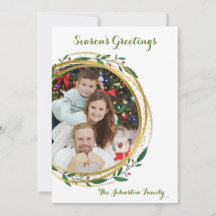 Foto Circle Gold Green & Red Christmas