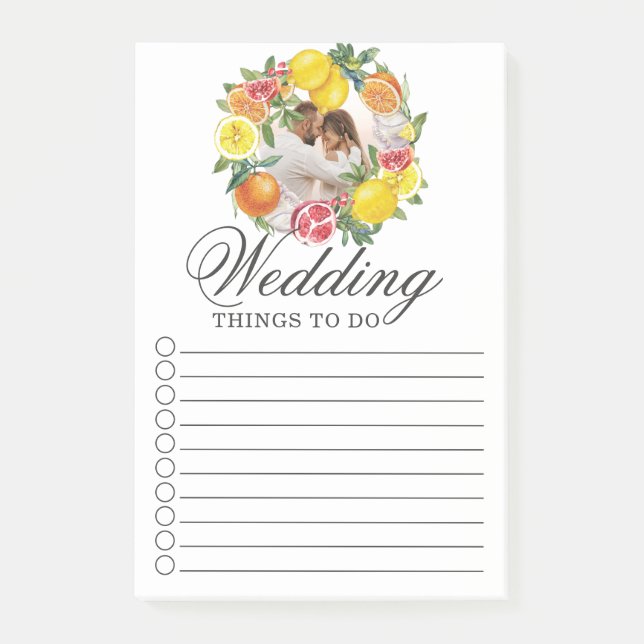 Foto Citrus Wedding To do list Post-it Klebezettel (Vorderseite)