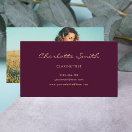 Foto Clarinetist Burgund Elegante Visitenkarte
