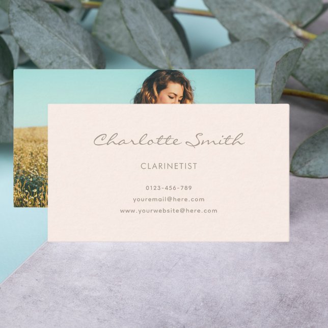 Foto Clarinetist Rosa Rosa Elegante Visitenkarte (Von Creator hochgeladen)