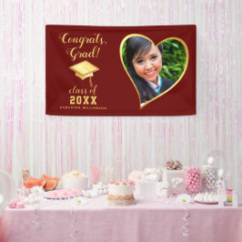 Foto Class 2025 Maroon Red and Gold Abschluss Banner
