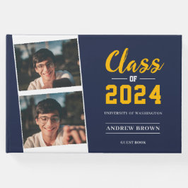 Foto Class of Navy Blue and Gold Guest Book Gästebuch