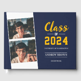 Foto Class of Navy Blue and Gold Guest Book Gästebuch