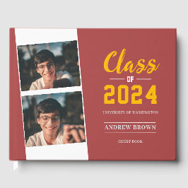 Foto Class of Pastel Red and Gold Guest Book Gästebuch