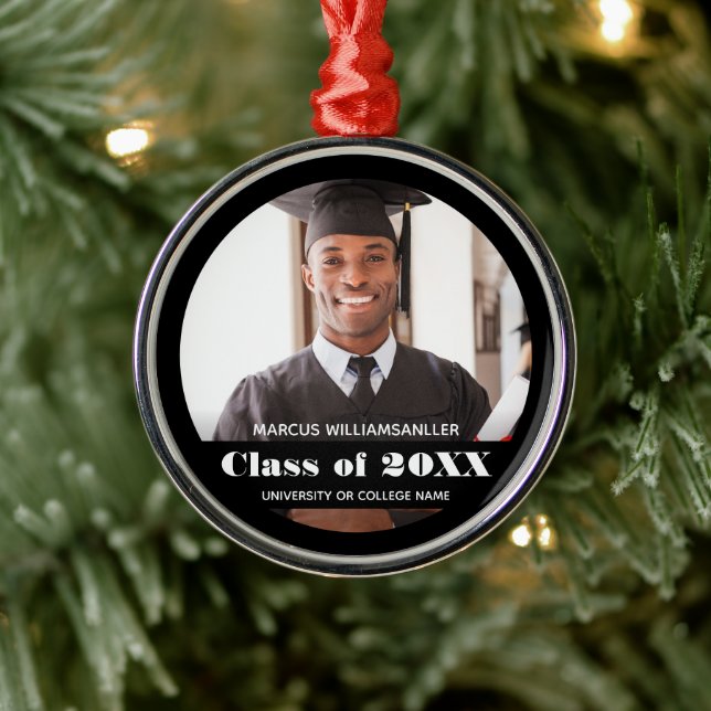 Foto Class Year Black Abschluss Ornament Aus Metall (Baum)