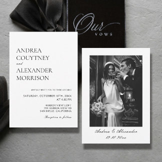 Foto Classic Black and White Wedding Einladung