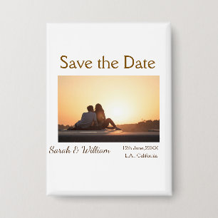 Foto Classic White elegante Typografy Hochzeit Mod Button