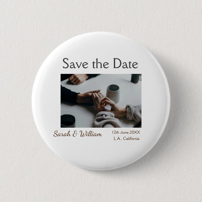 Foto Classic White elegante Typografy Hochzeit Mod Button (Vorderseite)